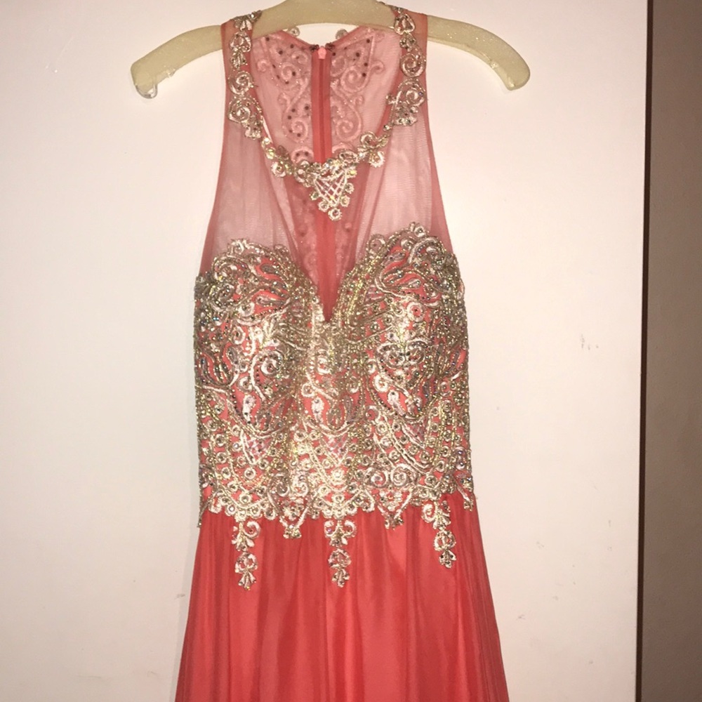 SATIN RHINESTONE PROM DRESS